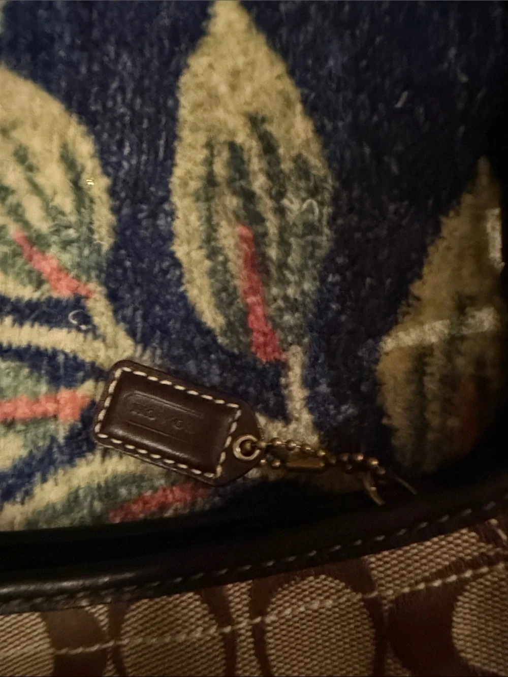 Vintage Coach Tan/Brown Signature Canvas Small Shoulder Bag with Dark Brown Trim